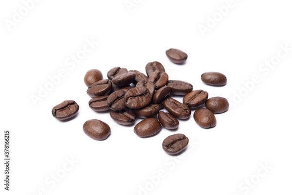 Fototapeta Roasted coffee beans isolated on white background