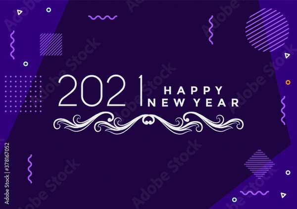 Fototapeta Happy new year 2021 with beautiful colour combination, Premium Vector illustration