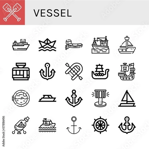Fototapeta vessel simple icons set