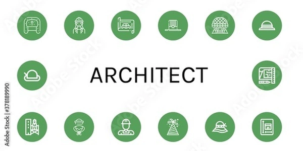 Fototapeta architect simple icons set