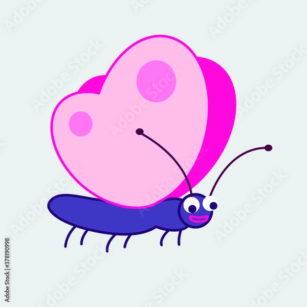 Fototapeta Cartoon character butterfly. Simple and funny.