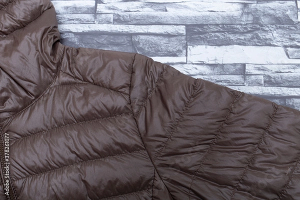 Fototapeta ダウン, 上着, 冬, 防寒, 暖かい, 寒い, 茶色, 衣類, ファッション, アパレル,アウター,着る,フード