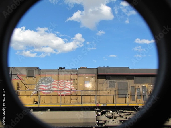 Fototapeta Train Flag Wave thru hole