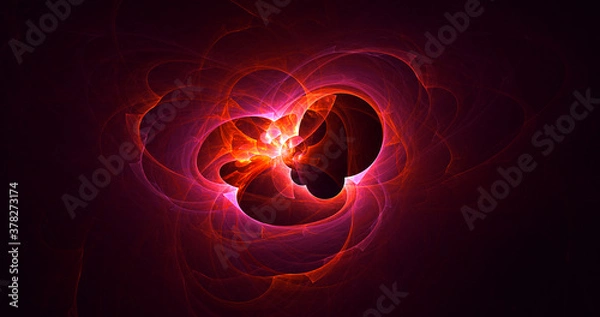 Fototapeta 3D rendering abstract multicolored fractal light background with bright center