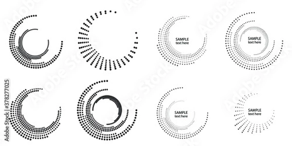 Fototapeta Halftone dots in circle form. round logo . vector dotted frame . design element