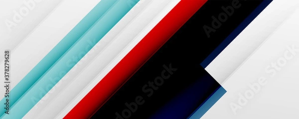Fototapeta Geometric abstract backgrounds with shadow lines, modern forms, rectangles, squares and fluid gradients. Bright colorful stripes cool backdrops