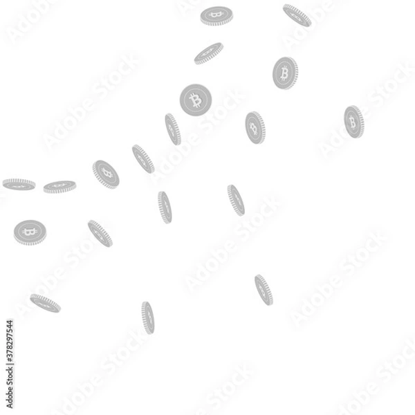 Fototapeta Bitcoin, internet currency coins falling. Scattere
