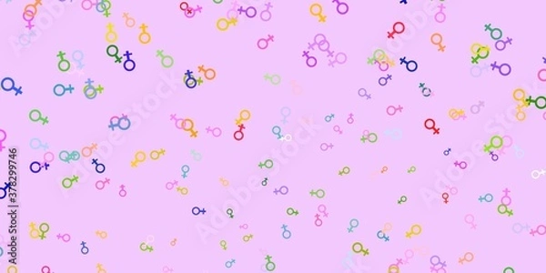 Fototapeta Light Multicolor vector texture with women's rights symbols.