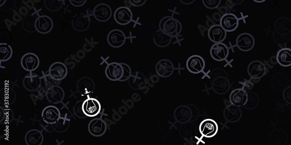 Fototapeta Light Gray vector backdrop with woman's power symbols.