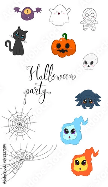 Obraz Cute Halloween creatures set