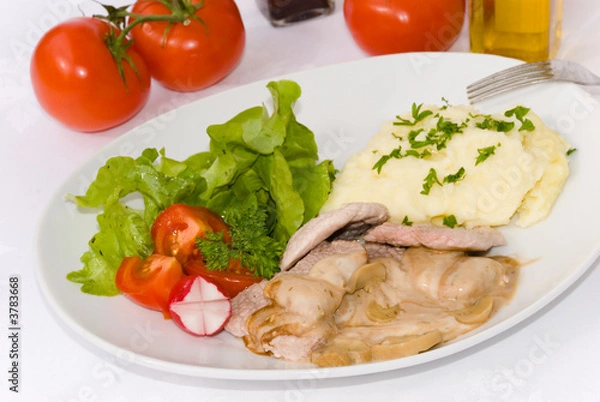 Fototapeta sirloin-steak, tenderloin-steak-Filet with Salad,potato puree