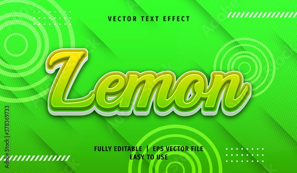 Fototapeta 3D Lemon Text effect, Editable Text Style