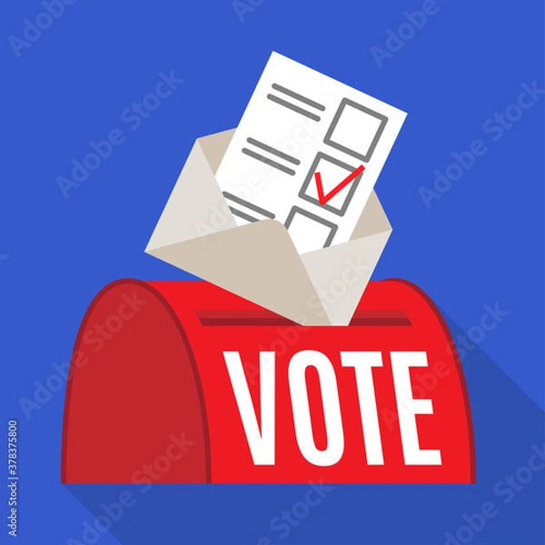 Fototapeta Voting by mail flat style icon. Elections vector illustration for web, app, social media, animation.