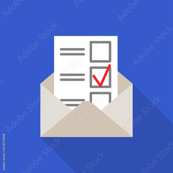 Fototapeta Voting by mail flat style icon. Elections vector illustration for web, app, social media, animation.