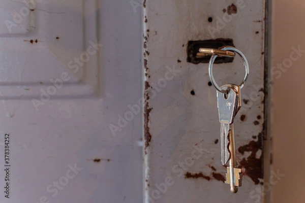 Fototapeta Old door lock with keys