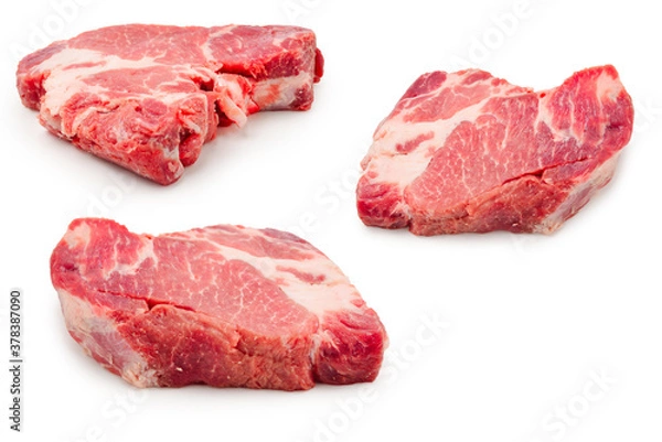 Fototapeta Raw pork isolated on white background.