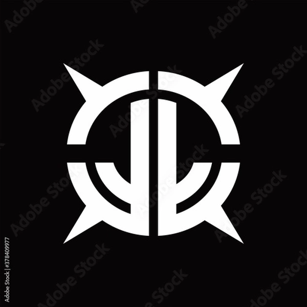Fototapeta JL Logo monogram with four pieces circle slice design template