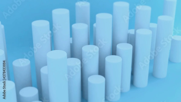 Fototapeta Blue 3d cylinders. Abstract 3d backdrop