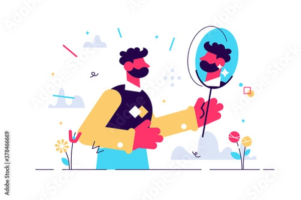 Fototapeta Cartoon vector illustration of man looking