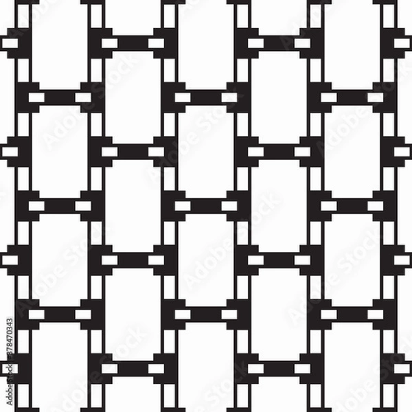 Fototapeta Abstract black geometric of rectangle and square pattern on white background.