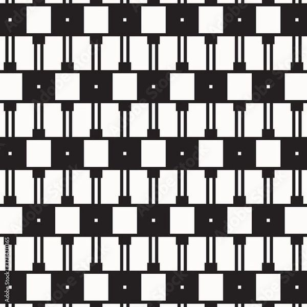 Fototapeta Abstract black geometric of rectangle and square pattern on white background.