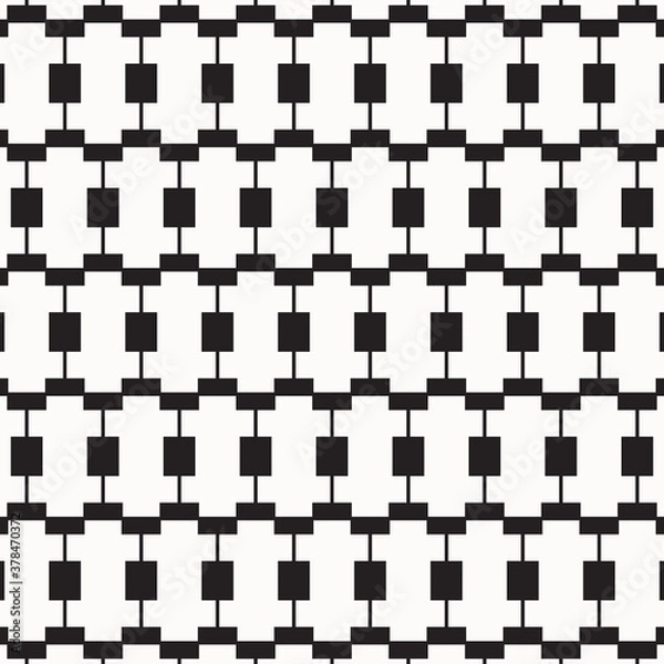 Fototapeta Abstract black geometric of rectangle and square pattern on white background.