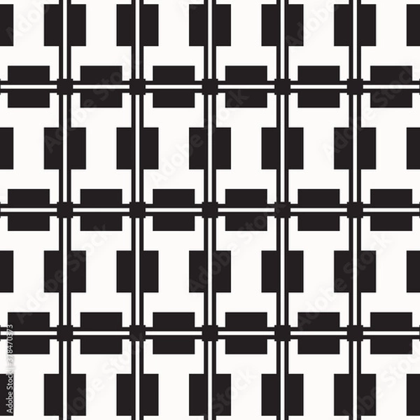 Fototapeta Abstract black geometric of rectangle and square pattern on white background.