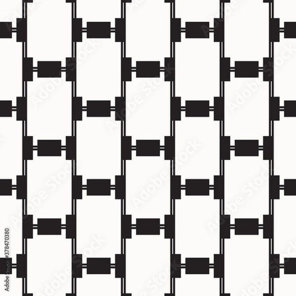 Fototapeta Abstract black geometric of rectangle and square pattern on white background.