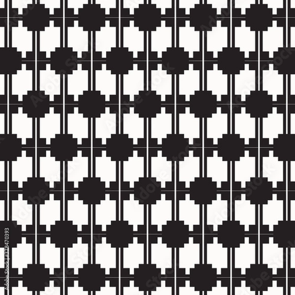 Fototapeta Abstract black geometric of rectangle and square pattern on white background.