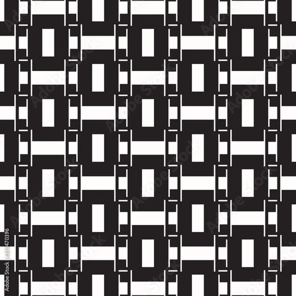 Fototapeta Abstract black geometric of rectangle and square pattern on white background.