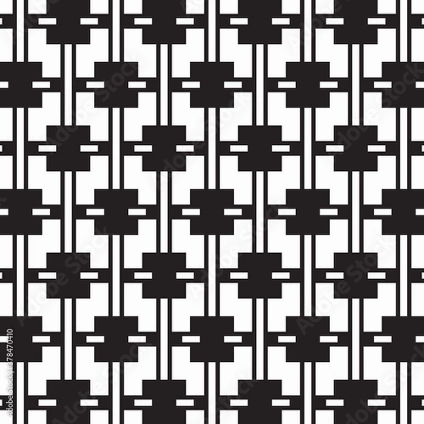 Fototapeta Abstract black geometric of rectangle and square pattern on white background.