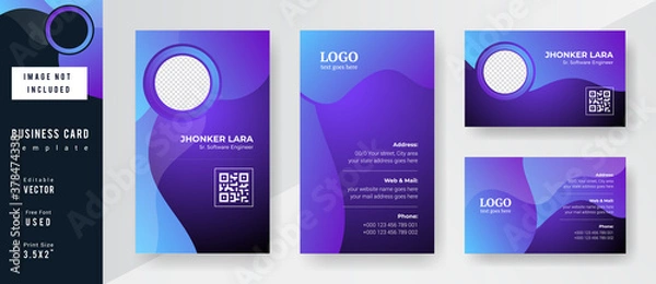 Fototapeta Horizontal & Vertical Creative Gradient Color business card Template.