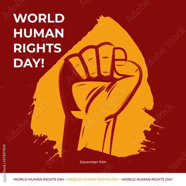 Fototapeta Vector illustration of Human Rights Day With maroon Background