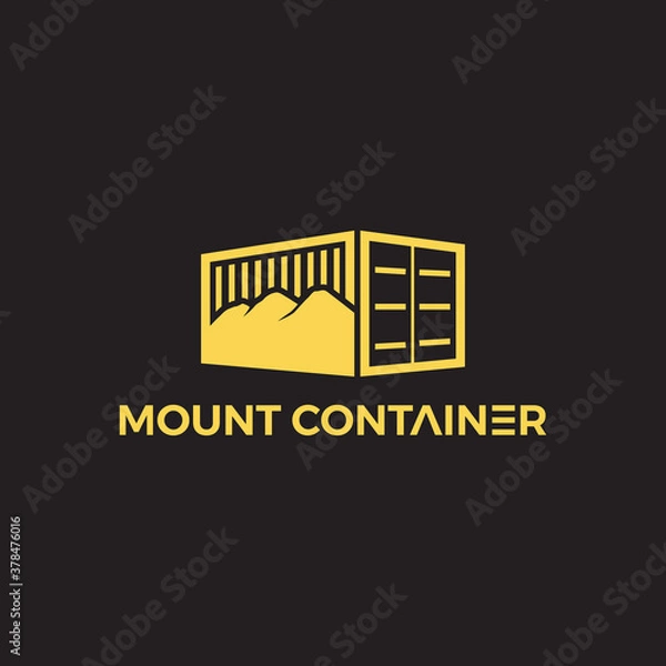 Fototapeta Gold colored container mountain logo template vector for industrial use that is easy to edit
