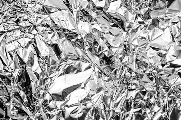 Obraz aluminium foil crumpled Silver texture abstract background