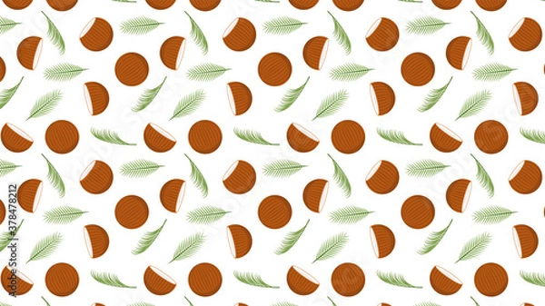 Fototapeta Coconut pattern wallpaper. Coconut vector. Coconut on white background.