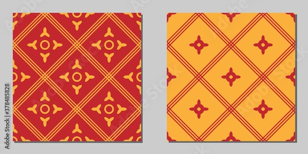 Obraz seamless medieval patterns of lines and simple shapes