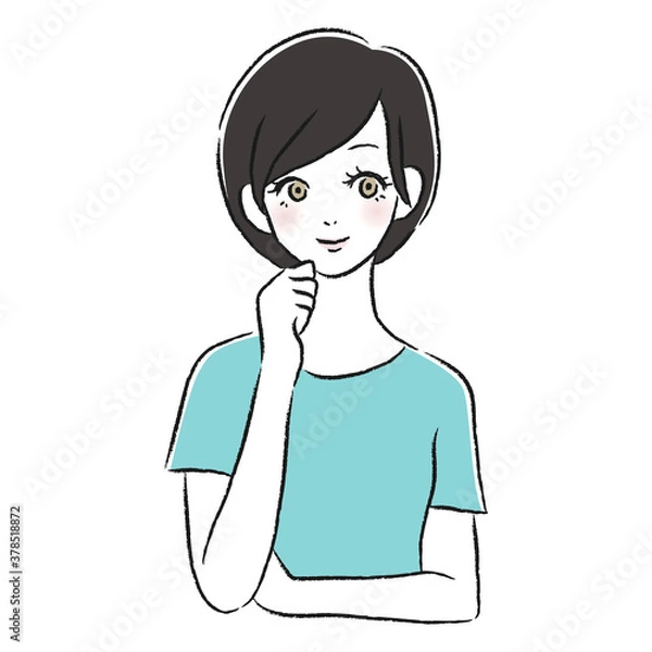 Fototapeta 笑顔の女性　考える