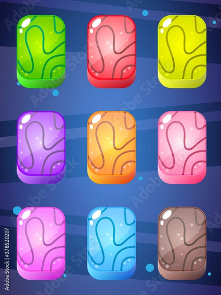 Obraz Rectangular stones in many colors design shiny and bright for puzzle game. Vector illustration.