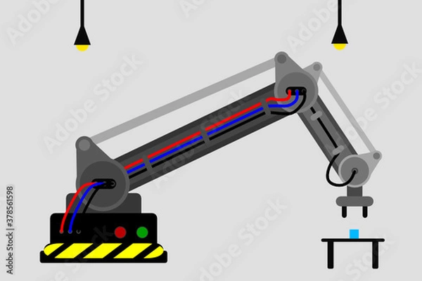 Fototapeta robotic arm 3d on white background. Mechanical hand. Industrial robot manipulator. Modern industrial technology.