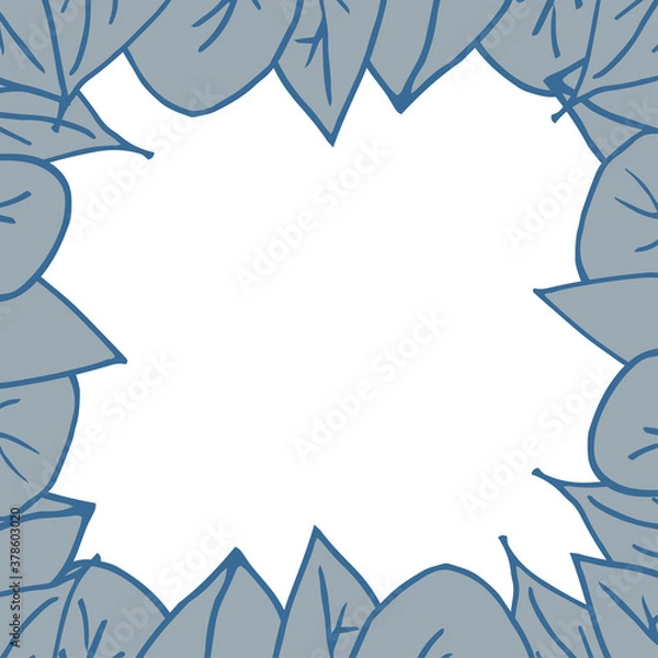 Obraz Blue tropical leaves with frame.