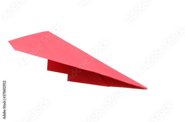 Obraz Red paper plane isolated on white background