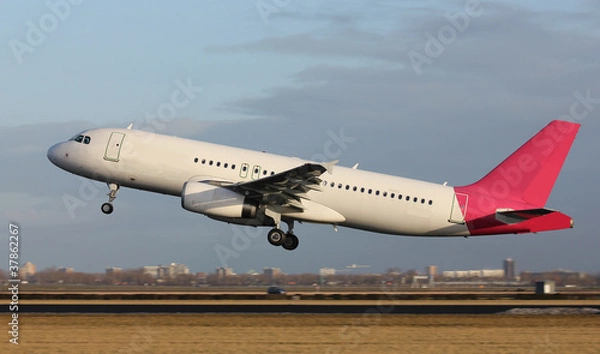 Obraz white plane takig off