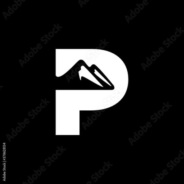 Fototapeta P letter Mountain Logo Design Vector Template Inspiration