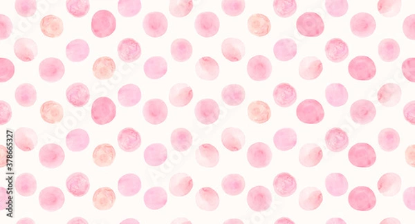 Fototapeta Pink Seamless Watercolor Rounds Texture. Vintage 