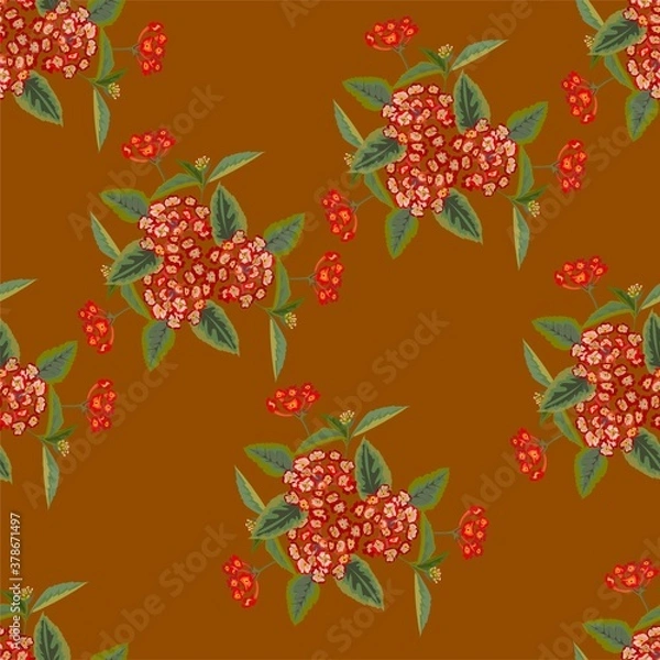 Fototapeta Flower seamless pattern with Lantana armata vector illustration