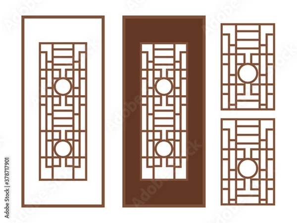 Fototapeta Set of Korean traditional window islated on white background