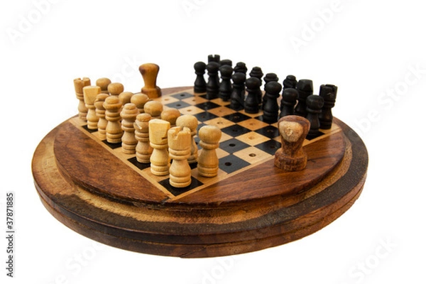Obraz Wooden Miniature Circle Chess Set - staring position