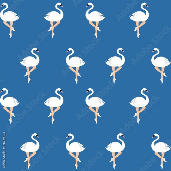 Obraz Ballerina, ballet dance, little swans. seamless pattern, set. Swan lake stage. Vector graphics illustration.