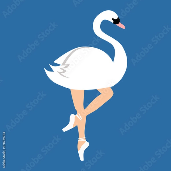 Obraz Ballerina swan in tutu and pointe shoes, dancing and posing, white swan ballet